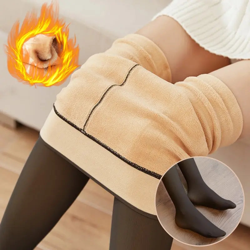 Nuvoile Fleece-Lined Sheer-Look Tights – Warm Thermal Tights for Women – 220g