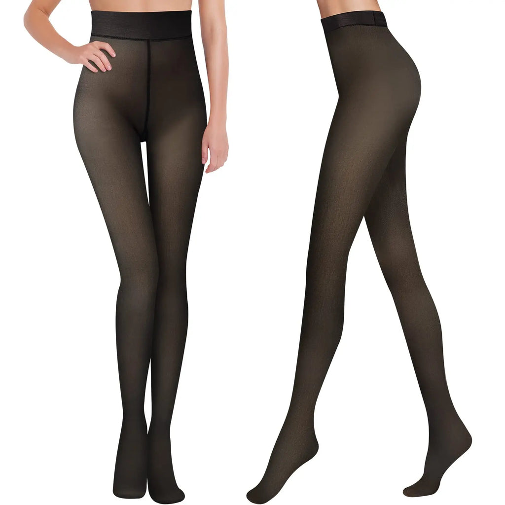 Nuvoile Fleece-Lined Sheer-Look Tights – Warm Thermal Tights for Women – 220g