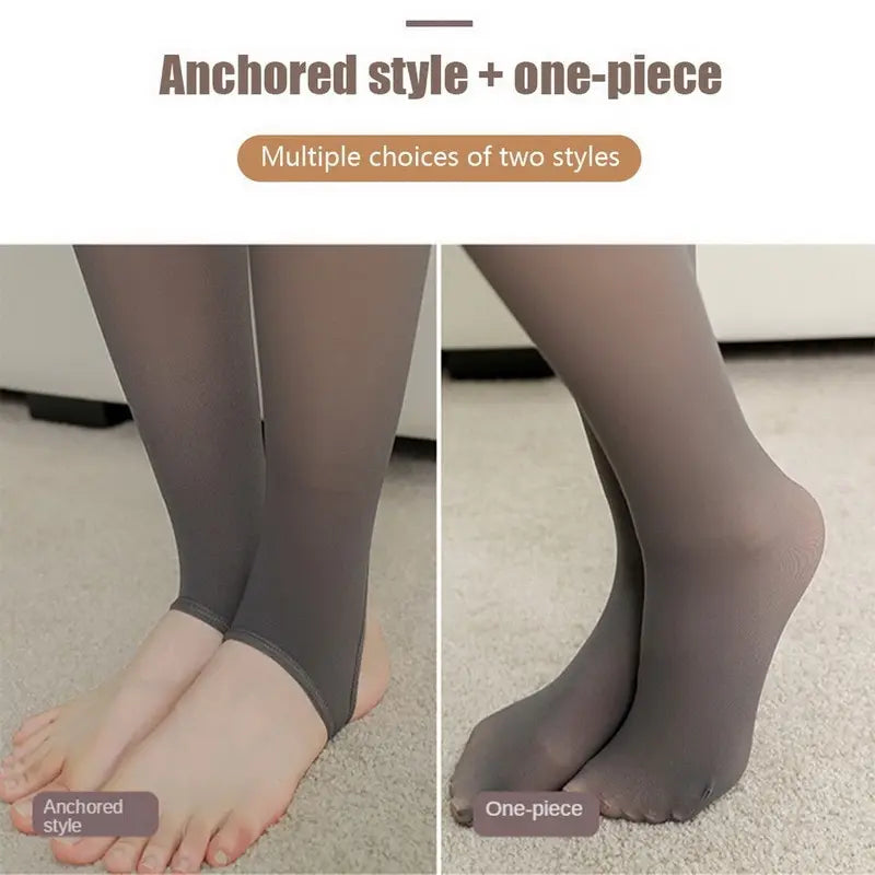 Nuvoile Fleece-Lined Sheer-Look Tights – Warm Thermal Tights for Women – 220g