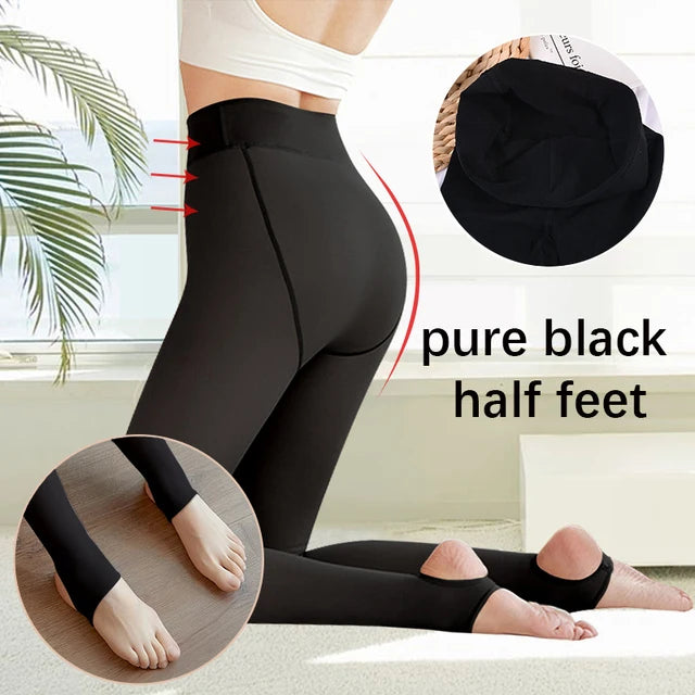 Nuvoile Fleece-Lined Sheer-Look Tights – Warm Thermal Tights for Women – 220g